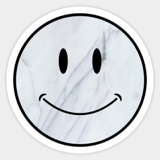 white and gray marble smiley face Sticker